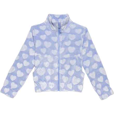 Swiss Alps Little Girls Embossed Fleece Jacket in Hydrangea Hearts