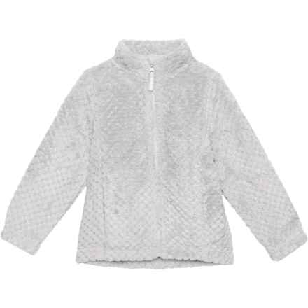 Swiss Alps Toddler Girls Textured Berber Fleece Jacket in Silver Cloud