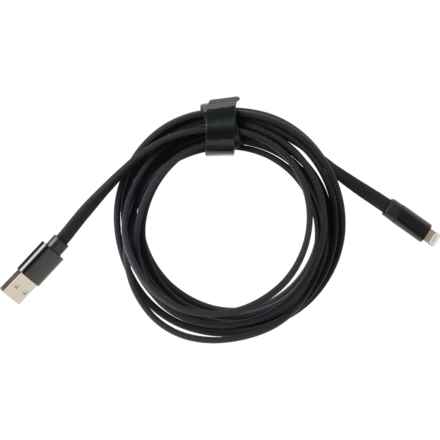 SWISS BRAND Stitched Lightning Charging Cord - 10’ in Black