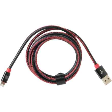 SWISS BRAND Stitched Lightning Charging Cord - 6’ in Black/Red