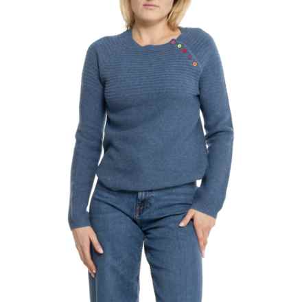 Tabitha Webb Double-Links Button Yoke Sweater - Lambswool in Blue Flight