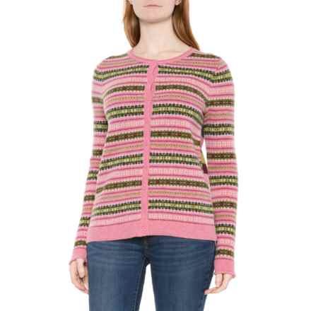 Tabitha Webb Fair Isle Cardigan Sweater - Wool in Pink Base