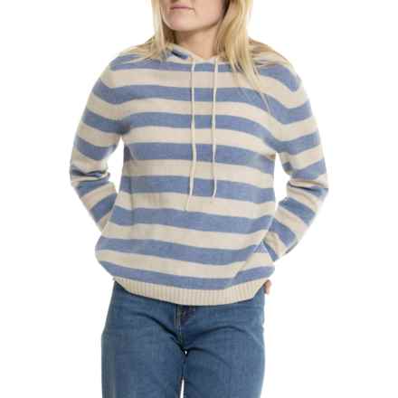 Tabitha Webb Stripe Hoodie - Lambswool in Light Blue Stripe