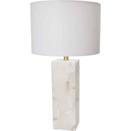 Table Lamp Alabaster Square Lamp with Nightlight Base - 27” in Soft Gold/White