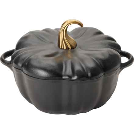 Tabletop Unlimited Covered Pumpkin Cast Iron Dutch Oven - 4 qt. in Black