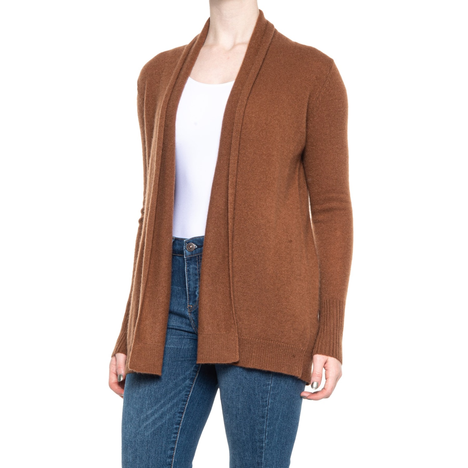 Cashmere Drape Neck Cardigan Sweater 