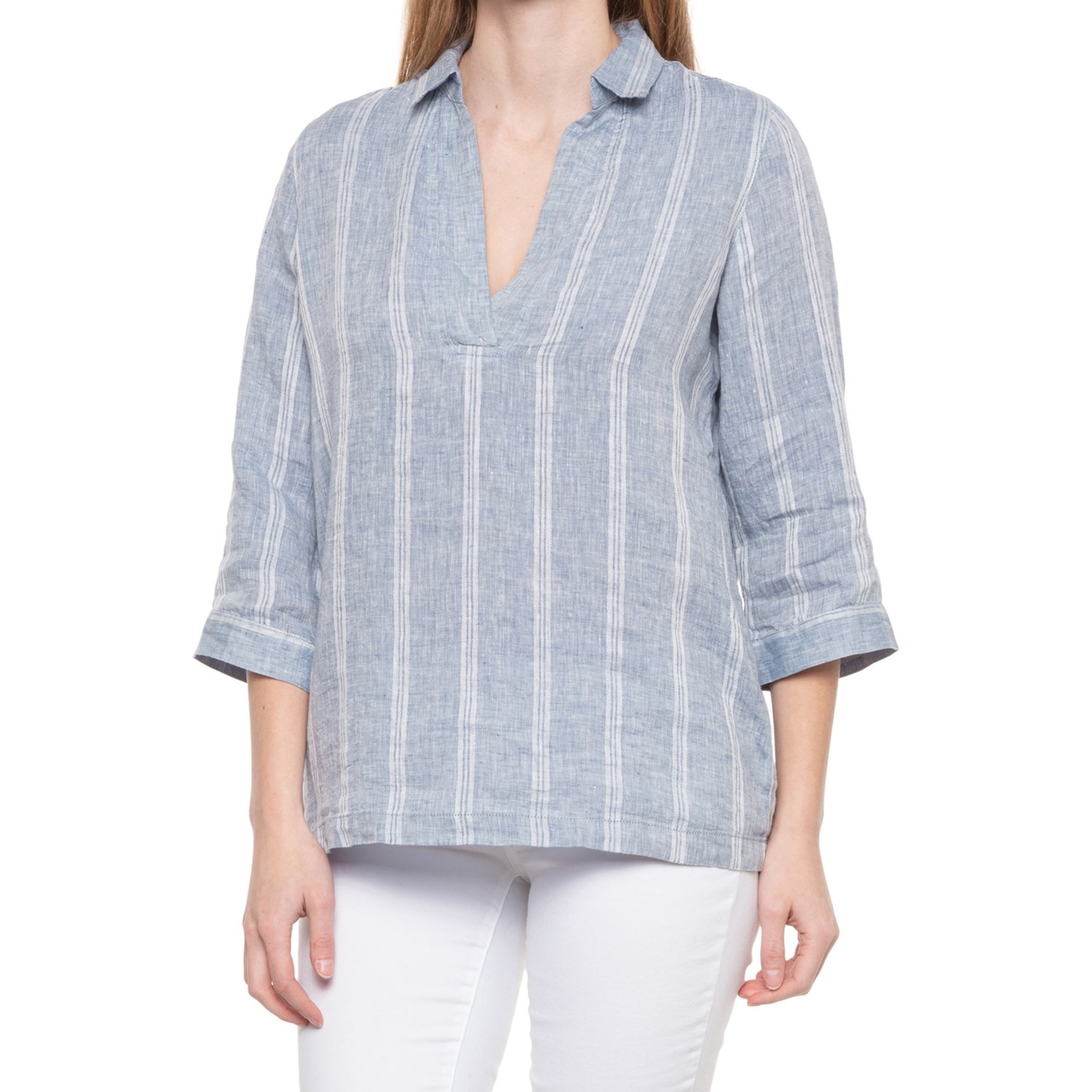 Tahari 100% Linen Collared Popover Tunic Shirt (For Women) - Save 23%