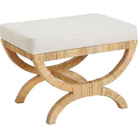 Tahari Azura Rattan Ottoman with Cushion - 26x17.5x19” in Nautral