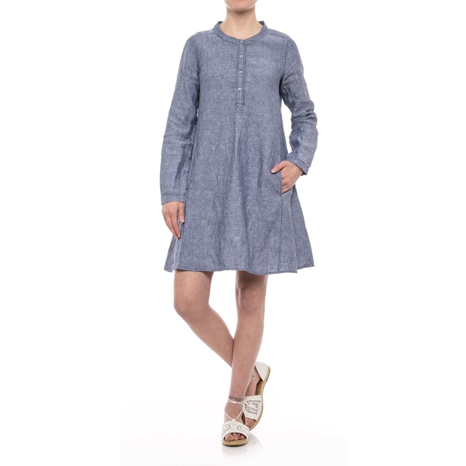 Tahari Button-Front Linen Dress – Long Sleeve (For Women)