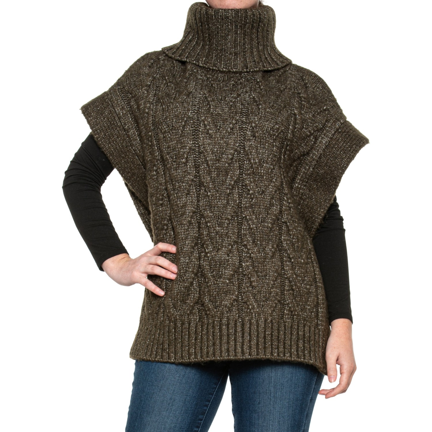 Tahari Cable Turtleneck Sweater Vest for Women Size L | Thyme