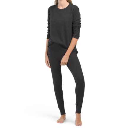 Tahari Cashmere Tunic Shirt and Leggings Set - Long Sleeve in True Charcoal Heather