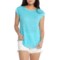 Tahari Luxe Drop Shoulder T-Shirt - Linen, Short Sleeve in Blue Curacao