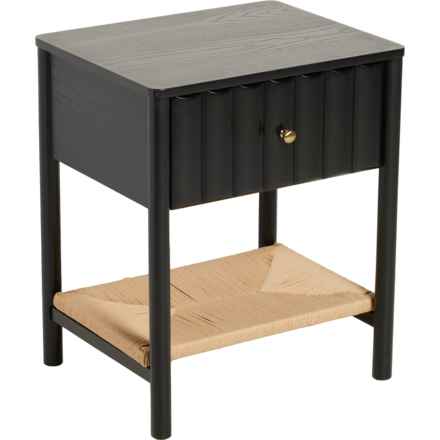 Tahari One-Drawer Accent Nightstand with Woven Shelf - 20x16x24” in Black
