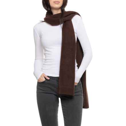 Tahari Overwashed Scarf - Cashmere, 81x11” in Chocolate Pl