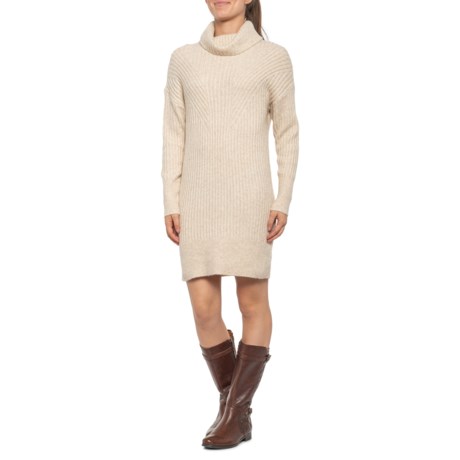 tan turtleneck sweater dress
