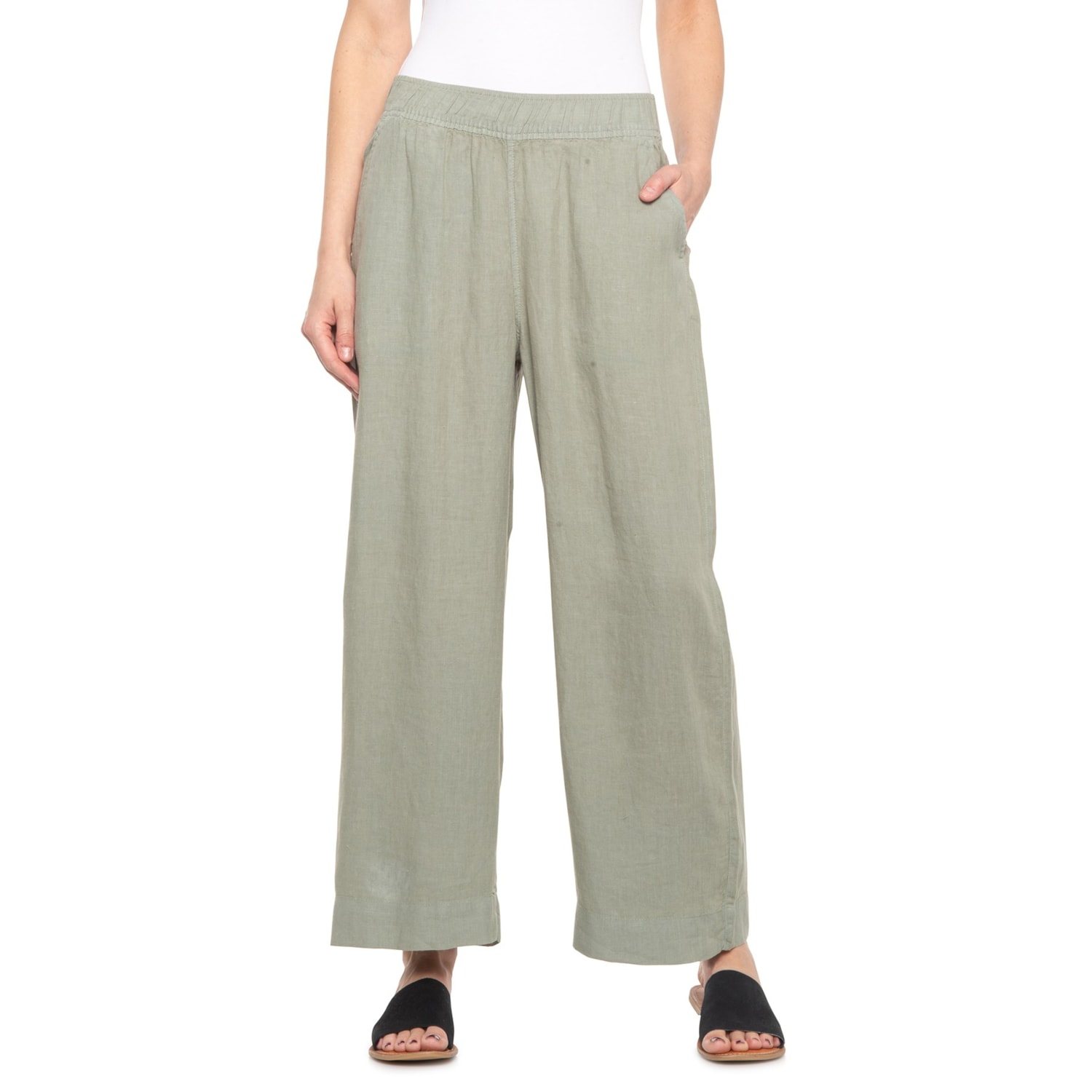 Tahari Pigment-Dye Linen Crop Pants 