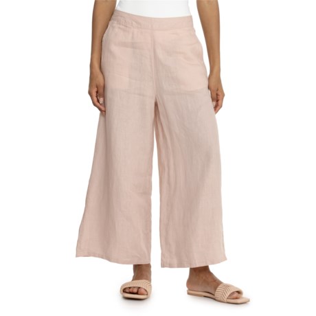 Tahari Pull-On Wide Leg Pants - Organic Linen in Rose Dust