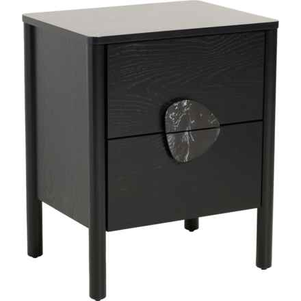 Tahari Ribbed 2-Drawer Nightstand with Marble Handles - 18x14x22” in Black