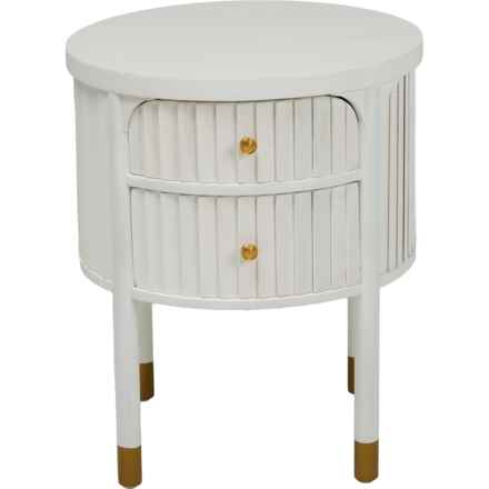 Tahari Round 2-Drawer Side Table - 20x20x24” in White Washed