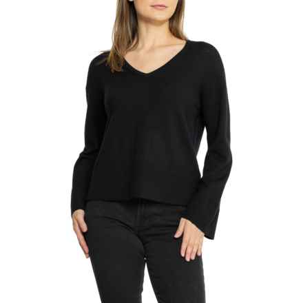 Tahari V-Neck Sweater - Merino Wool in Black