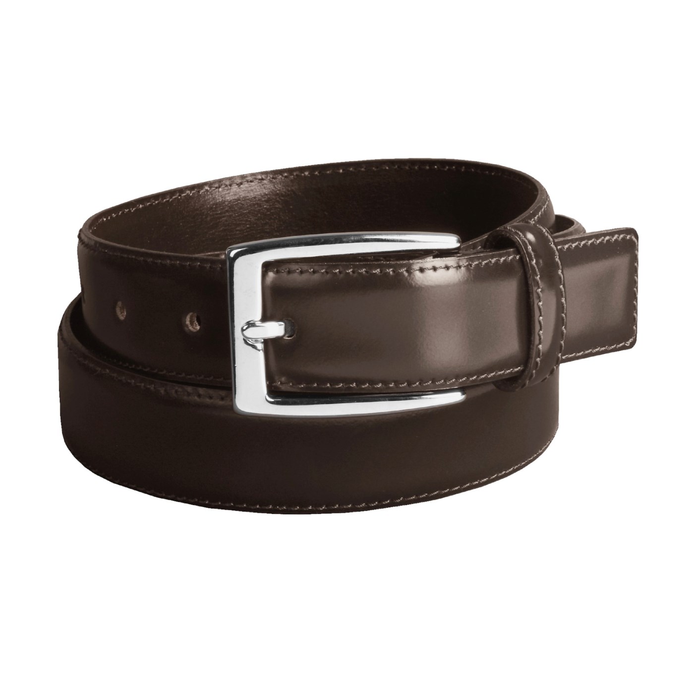 Tardini Polished Dress Belt   Stitched, 30 mm in Brown   Closeouts