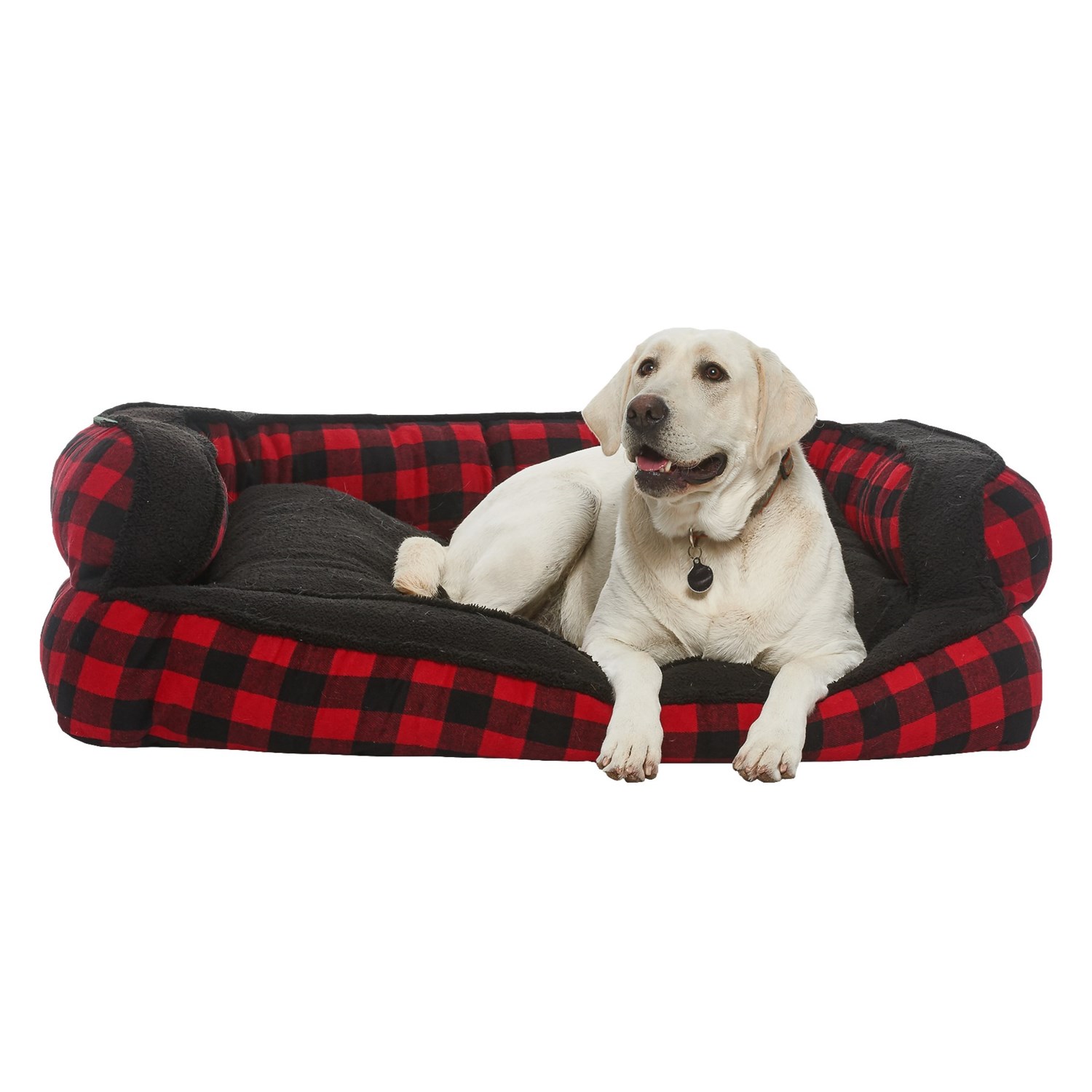 Telluride Buffalo Plaid Bolster Dog Bed 29×43”