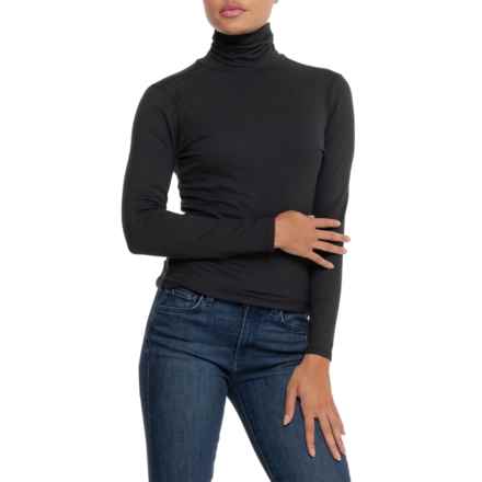 Telluride Clothing Company 2x1 Micro Rib Fold-Over Turtleneck Shirt - Long Sleeve in Black Beauty