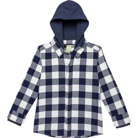 Telluride Clothing Company Big Boys Button-Up Hooded Flannel Shirt - Long Sleeve in Peacoat