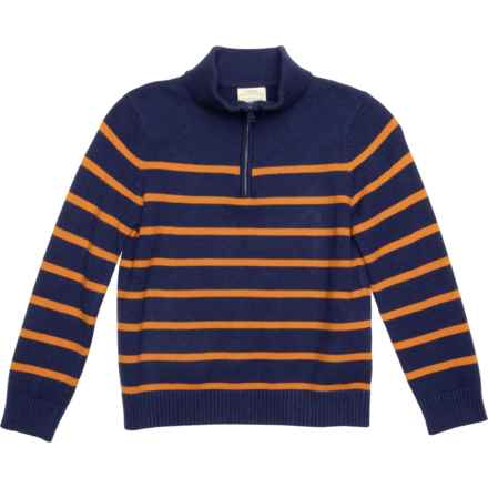 Telluride Clothing Company Big Boys Striped Sweater - Zip Neck in Navy/Orange