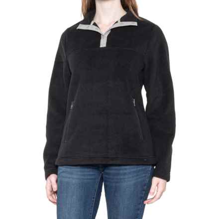Telluride Clothing Company Brushed Fleece Popover Sweater - Snap Neck in Black Beauty Skyrocket Trims