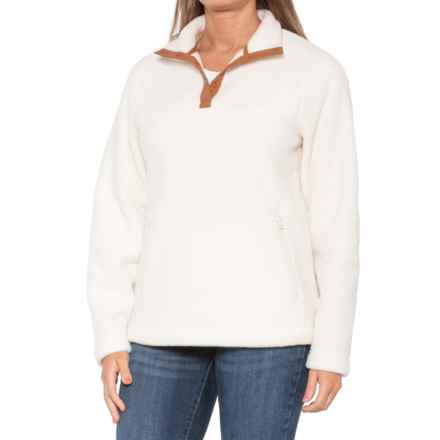 Telluride Clothing Company Brushed Fleece Popover Sweater - Snap Neck in Marshmallow Russet Trims