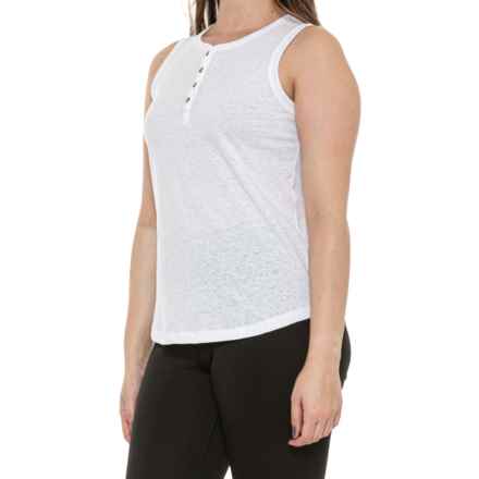 Telluride Clothing Company Button Henley Tank Top in White