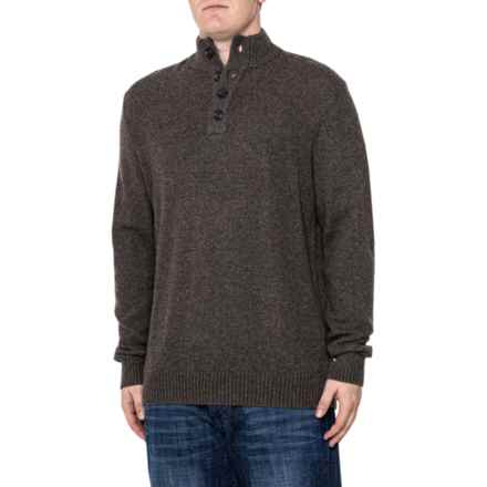 Telluride Clothing Company Button Mock Neck Sweater - Wool in Coffee Bean Heather