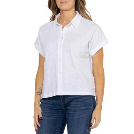 Telluride Clothing Company Button-Up Dolman Shirt - Short Sleeve in Brilliant White