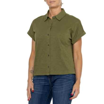 Telluride Clothing Company Button-Up Dolman Shirt - Short Sleeve in Capulet Olive