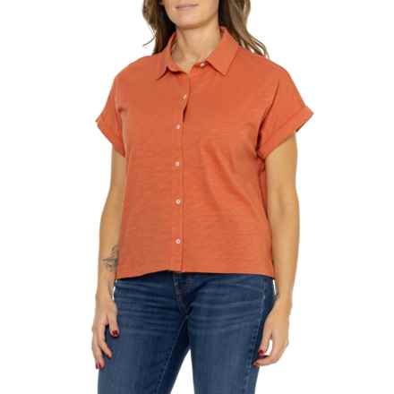 Telluride Clothing Company Button-Up Dolman Shirt - Short Sleeve in Ginger Spice