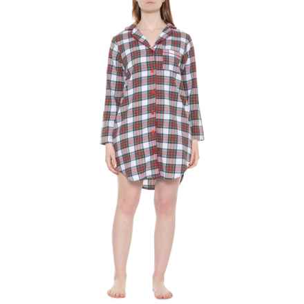 Telluride Clothing Company Cotton Flannel Sleep Shirt - Long Sleeve in Mistletoe Tartan