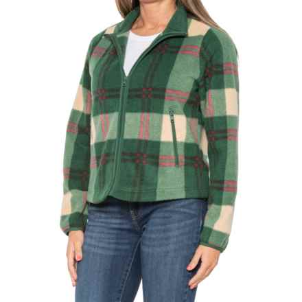 Telluride Clothing Company Cropped Fleece Jacket - Full Zip in C Christopher Plaid 003Cream Combo