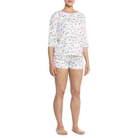Telluride Clothing Company Drop Shoulder Camping Shorty Pajamas - Elbow Sleeve in Camping Trip