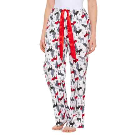 Telluride Clothing Company Flannel Open-Leg Pajama Pants in White Moose