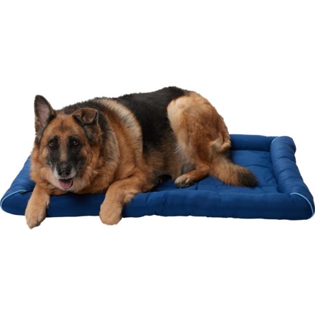 Telluride Clothing Company Grid Crate Mat Dog Bed - 42x28” in Navy/Light Blue