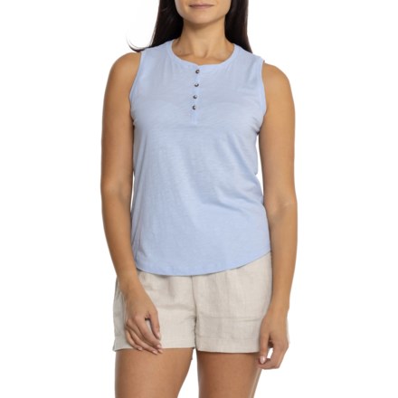 Telluride Clothing Company Henley Shirt - Sleeveless in Brunnera Blue