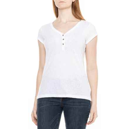 Telluride Clothing Company Henley V-Neck Shirt - Short Sleeve in Brilliant White