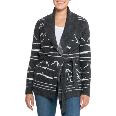 Telluride Clothing Company Horse Motif Belted Cardigan Sweater in Dark Greyivo