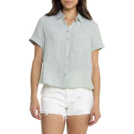 Telluride Clothing Company One Pocket Camp Shirt - Linen, Short Sleeve in Laurel Green Xdye