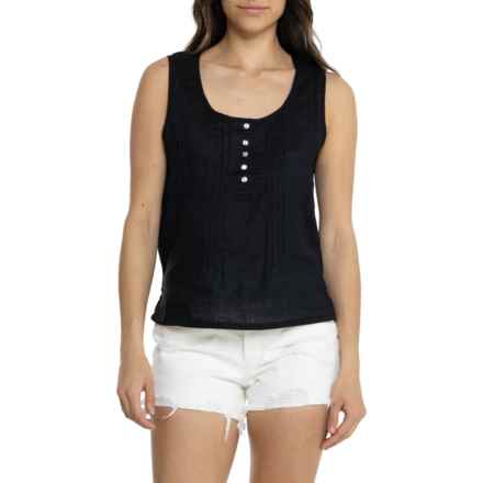Telluride Clothing Company Pleated Tank Top - Linen in Black Beauty Solid