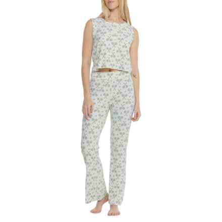 Telluride Clothing Company Racquets and Birdies Ribbed Crop Henley Shirt and Pants Lounge Set - Sleeveless in Racquets & Birdies