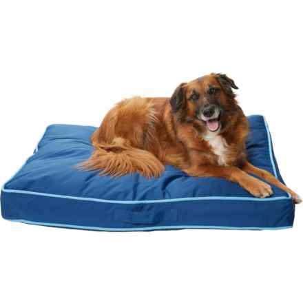 Telluride Clothing Company Rectangle Dog Bed - 28x40x4” in Navy/Light Blue