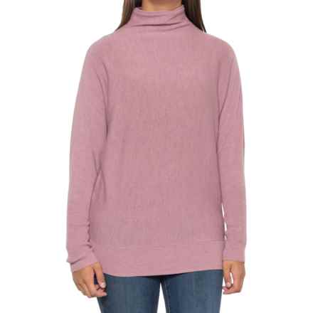 Telluride Clothing Company Rolled Scoop Neck Sweater - Merino Wool in Paris Pink Heather