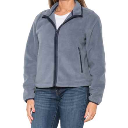 Telluride Clothing Company Solid Cropped Fleece Jacket - Full Zip in Grisaille Black Iris Trims
